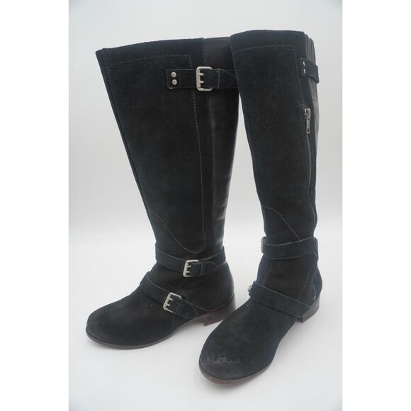 Ugg Cydnee Boots Size 7 Leather Knee High Buckle Sheepskin Shearling 1001876 - Picture 3 of 10